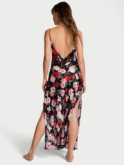 Victoria's Secret Black Floral Atelier Burnout Satin Plunge Dress - Image 2 of 4