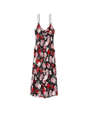 Victoria's Secret Black Floral Atelier Burnout Satin Plunge Dress - Image 3 of 4