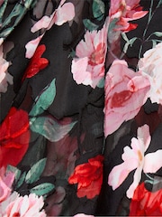 Victoria's Secret Black Floral Atelier Burnout Satin Plunge Dress - Image 4 of 4