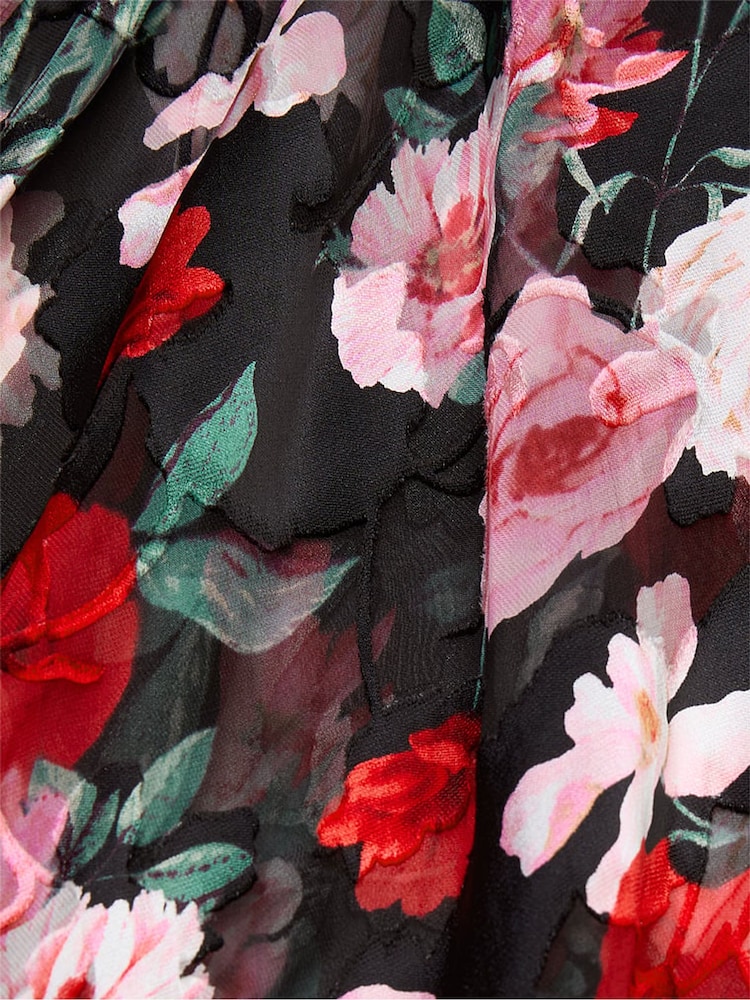 Victoria's Secret Black Floral Atelier Burnout Satin Plunge Dress - Image 4 of 4