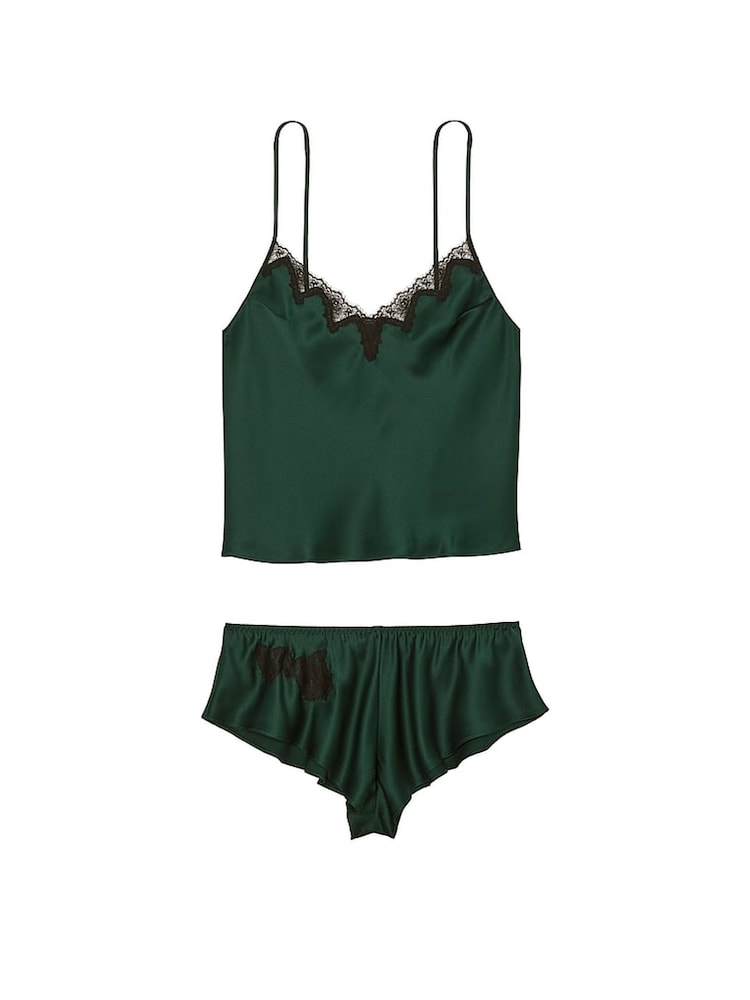 Victoria's Secret satijnen cami-set met kanten rand - Image 3 of 3