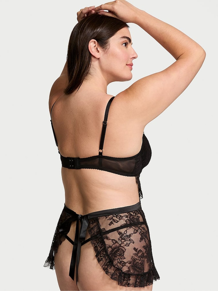 Victoria's Secret Black Lace Unlined Balcony Babydoll Set - Image 2 of 3