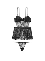 Victoria's Secret Black Lace Unlined Balcony Babydoll Set - Image 3 of 3