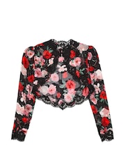 Victoria's Secret Black Floral Atelier Bolero Crop Top - Image 3 of 4