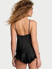 Victoria's Secret Black Satin Lace Trim Cami Set - Image 2 of 3