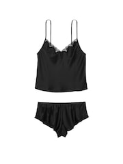 Victoria's Secret Black Satin Lace Trim Cami Set - Image 3 of 3