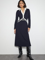 Monsoon Blue Jay Jersey Collar Midi Dress - Image 1 of 3