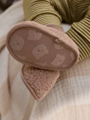 Neutral Brown Borg Baby Sock Top Boots (0-2mths) - Image 3 of 6