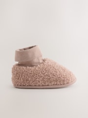 Neutral Brown Borg Baby Sock Top Boots (0-2mths) - Image 4 of 6