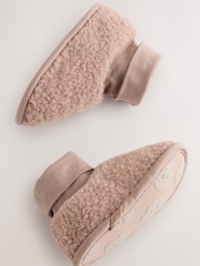 Neutral Brown Borg Baby Sock Top Boots (0-2mths) - Image 5 of 6
