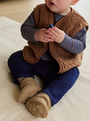 Tan Brown Baby Touch Fastening Slipper Boots (0-2mths) - Image 4 of 7