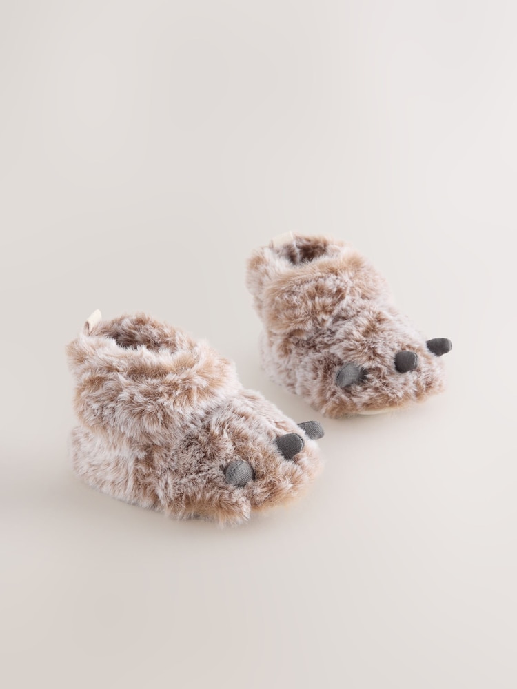 Neutral Bear Claw Baby Touch Fastening Slipper Boots (0-2mths) - Image 1 of 5 Neutral Bear Claw Baby Touch Fastening Slipper Boots (0-2mths) - Image 1 of 5