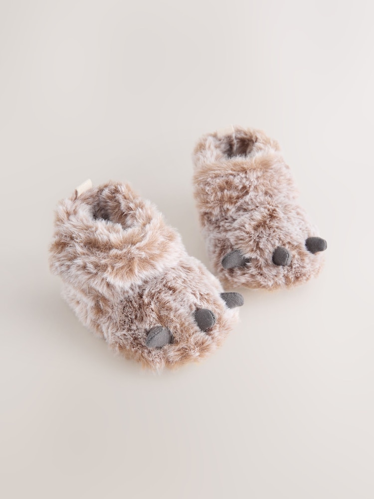 Neutral Bear Claw Baby Touch Fastening Slipper Boots (0-2mths) - Image 2 of 5 Neutral Bear Claw Baby Touch Fastening Slipper Boots (0-2mths) - Image 2 of 5