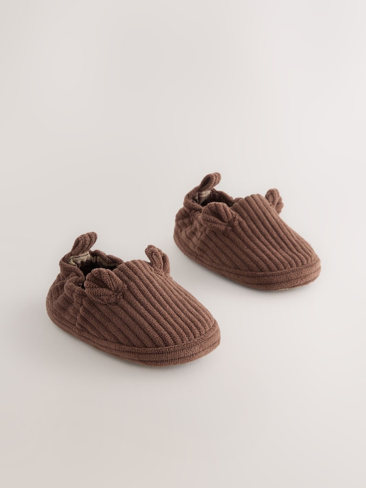 Chocolate Brown Bear Baby Slip-Ons Shoes (0-2mths) - Image 1 of 7 Chocolate Brown Bear Baby Slip-Ons Shoes (0-2mths) - Image 1 of 7