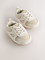 Neutral Baby Elastic Lace Slip-Ons Trainers (0-2mths) - Image 1 of 5