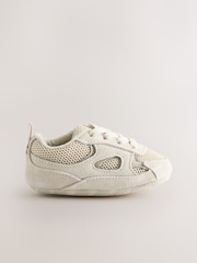 Neutral Baby Elastic Lace Slip-Ons Trainers (0-2mths) - Image 2 of 5