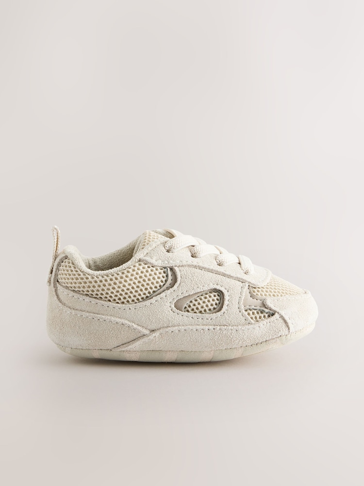 Neutral Baby Elastic Lace Slip-Ons Trainers (0-2mths) - Image 2 of 5