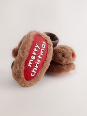 Tan Brown Christmas Reindeer Baby Socks Top Boots (0-18mths) - Image 3 of 5