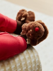 Tan Brown Christmas Reindeer Baby Socks Top Boots (0-18mths) - Image 4 of 5