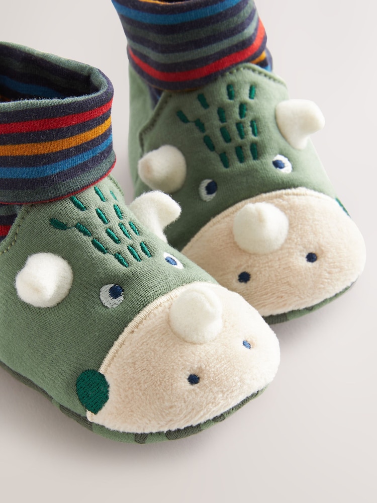 Green Dinosaur Baby Sock Top Boot Shoes (0-18mths) - Image 1 of 4 Green Dinosaur Baby Sock Top Boot Shoes (0-18mths) - Image 1 of 4