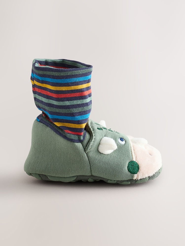 Green Dinosaur Baby Sock Top Boot Shoes (0-18mths) - Image 2 of 4