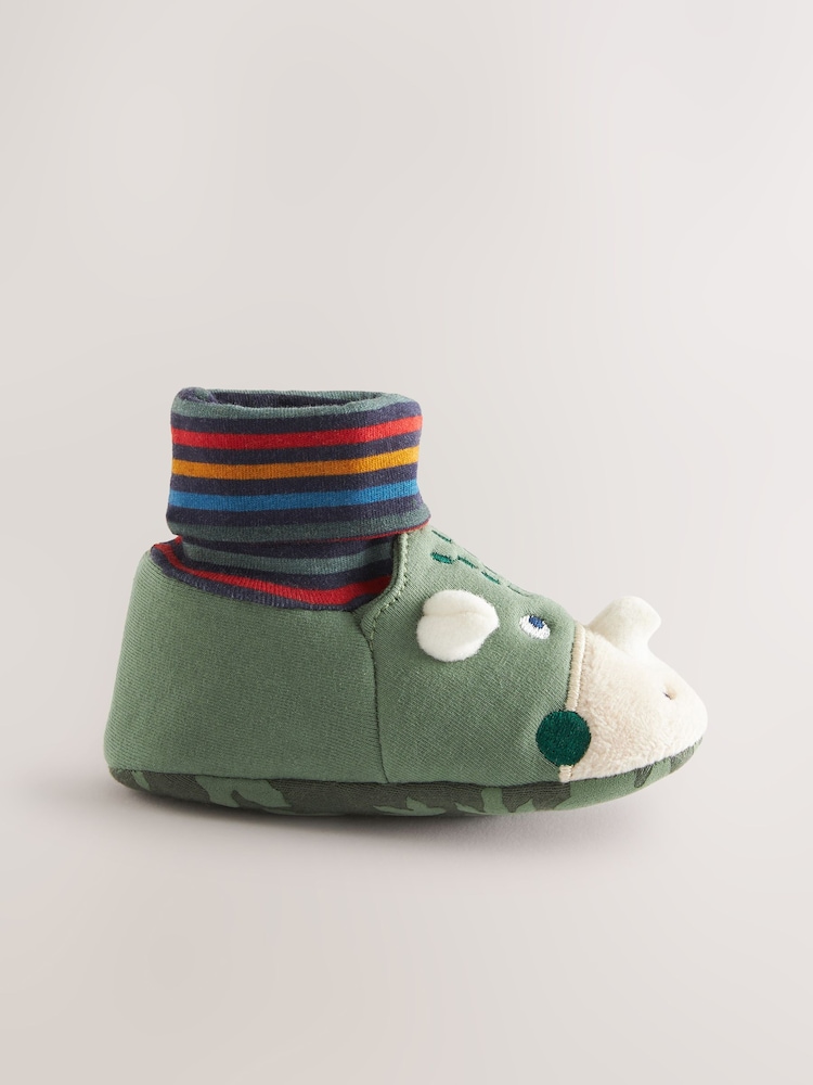 Green Dinosaur Baby Sock Top Boot Shoes (0-18mths) - Image 2 of 4 Green Dinosaur Baby Sock Top Boot Shoes (0-18mths) - Image 2 of 4
