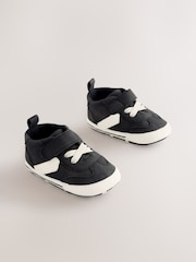 Black/White Baby Touch Fastening Elastic Lace Chevron Trainers (0-2mths) - Image 1 of 5