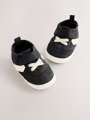 Black/White Baby Touch Fastening Elastic Lace Chevron Trainers (0-2mths) - Image 2 of 5