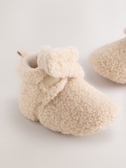 Neutral Borg Baby Touch Fastening Slipper Boots (0-2mths) - Image 4 of 5
