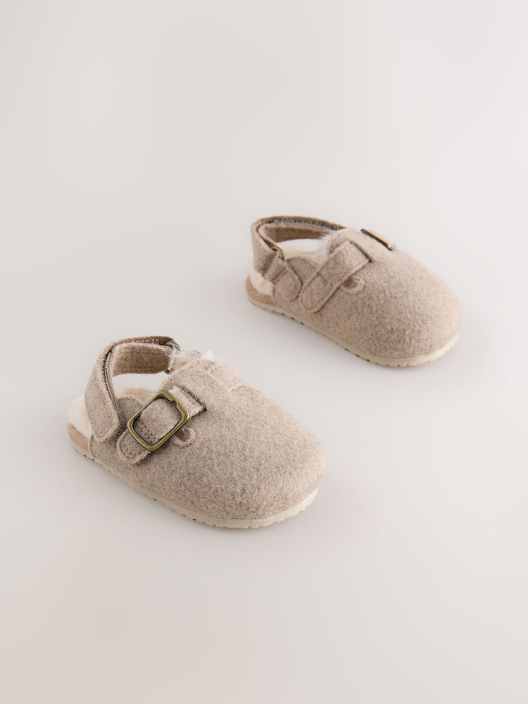 Neutral Baby Faux Lined Clog Shoes (0-2mths) - Image 1 of 8