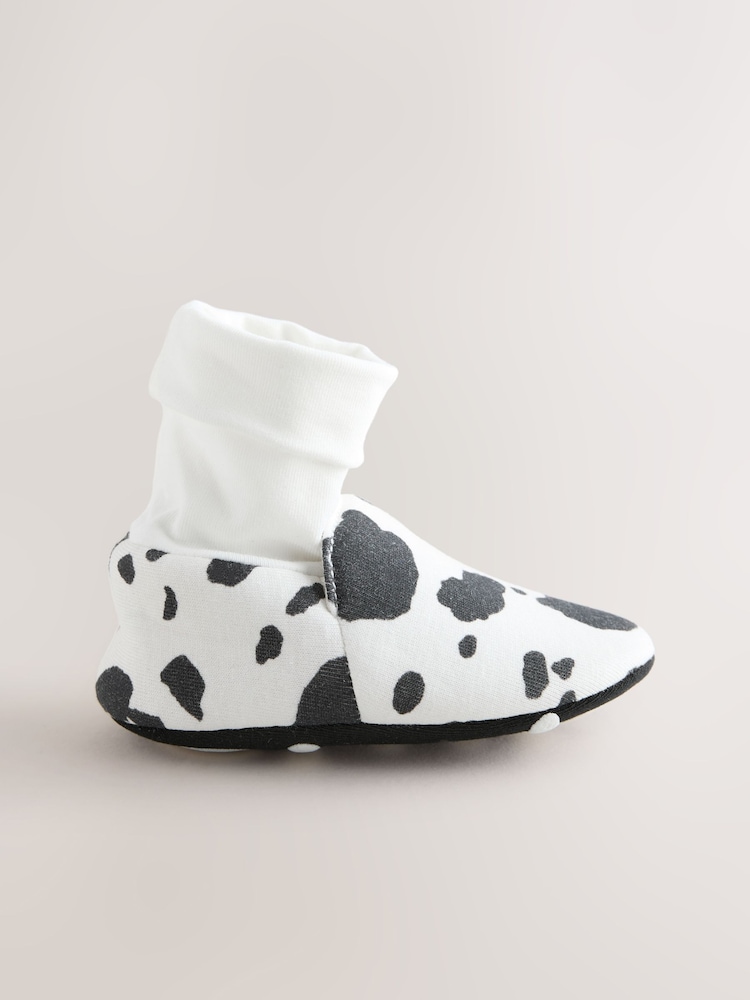 White/Black Cow Print - Botas de bebé con parte superior de calcetines (0-18 meses) - Imagen 2 de 5