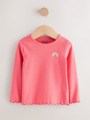 Rainbow Spot Long Sleeve Rib Tops 5 Pack (3mths-7yrs) - Image 4 of 12