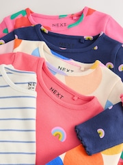 Rainbow Spot Long Sleeve Rib Tops 5 Pack (3mths-7yrs) - Image 8 of 12