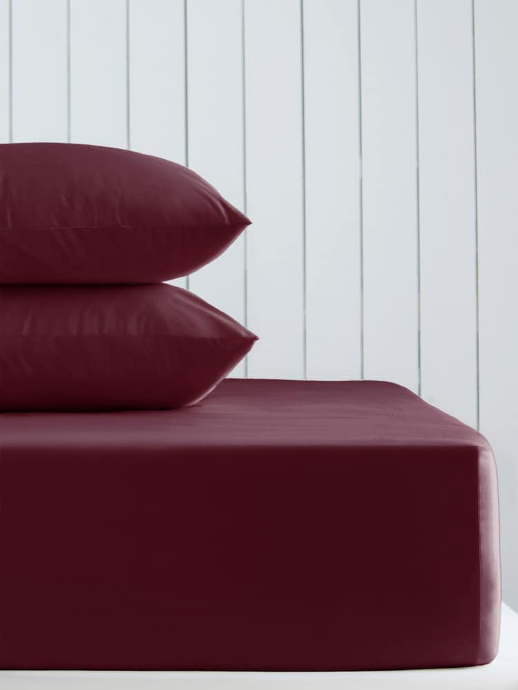 Burgundy Red Cotton Rich Deep Fitted Bed Sheet - Image 1 of 1 Burgundy Red Cotton Rich Deep Fitted Bed Sheet - Image 1 of 1