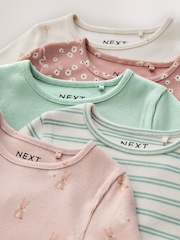 Neutral Long Sleeve Rib Tops 5 Pack (3mths-7yrs) - Image 11 of 12
