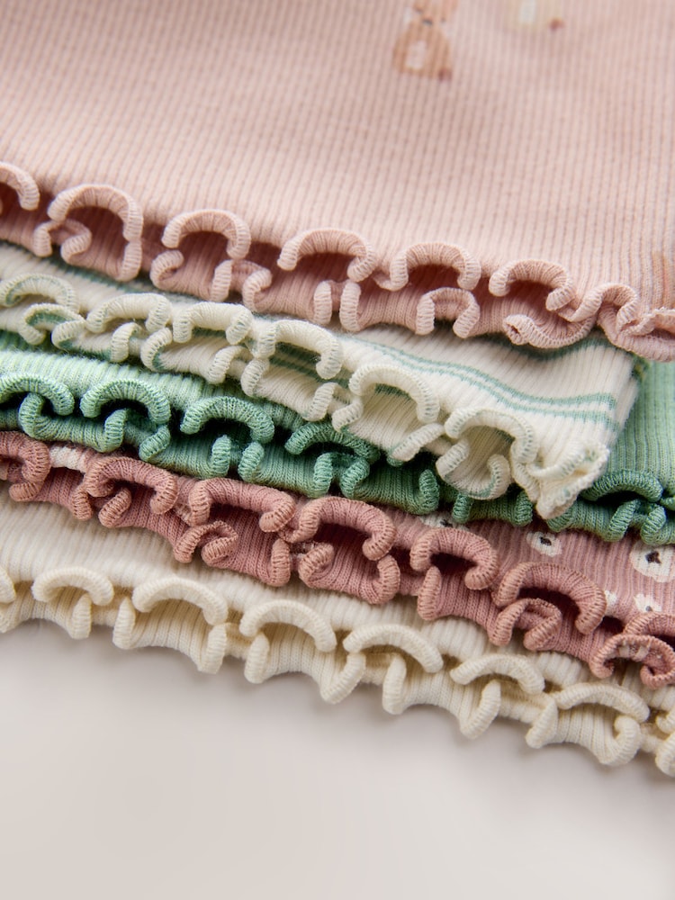 Neutral Long Sleeve Rib Tops 5 Pack (3mths-7yrs) - Image 12 of 12