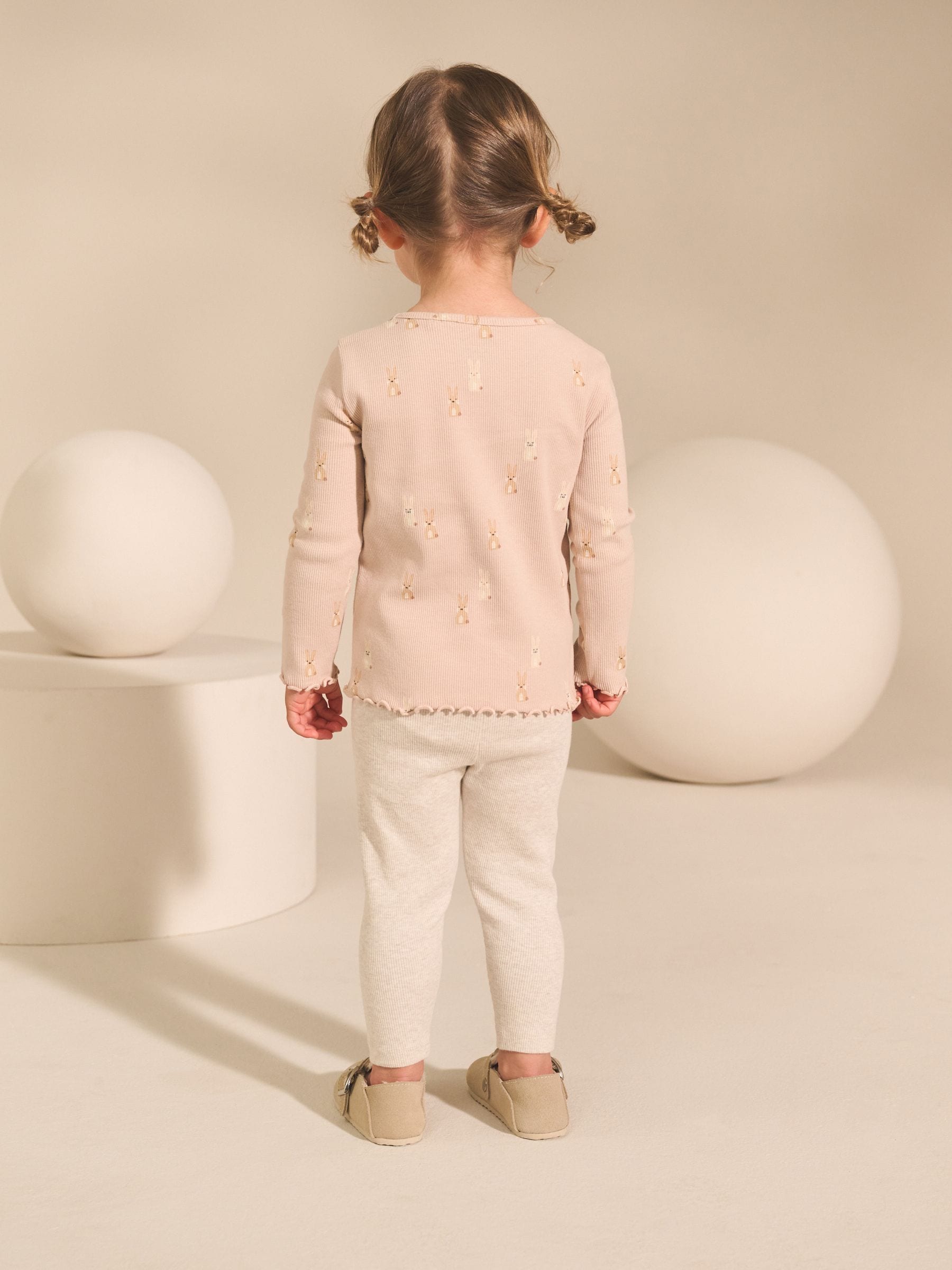 Buy Neutral Long Sleeve Rib Tops 5 Pack (3mths-7yrs) from Next Canada
