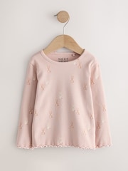 Neutral Long Sleeve Rib Tops 5 Pack (3mths-7yrs) - Image 8 of 12
