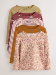 Autumnal Orange Long Sleeve Rib Tops 5 Pack (3mths-7yrs) - Image 4 of 12