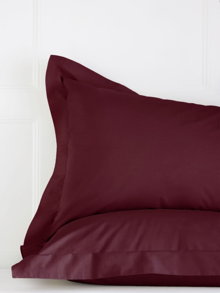 Set of 2 Burgundy Red Cotton Rich Pillowcases - Image 1 of 3 Set of 2 Burgundy Red Cotton Rich Pillowcases - Image 1 of 3