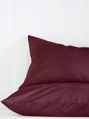 Set of 2 Burgundy Red Cotton Rich Pillowcases - Image 2 of 3