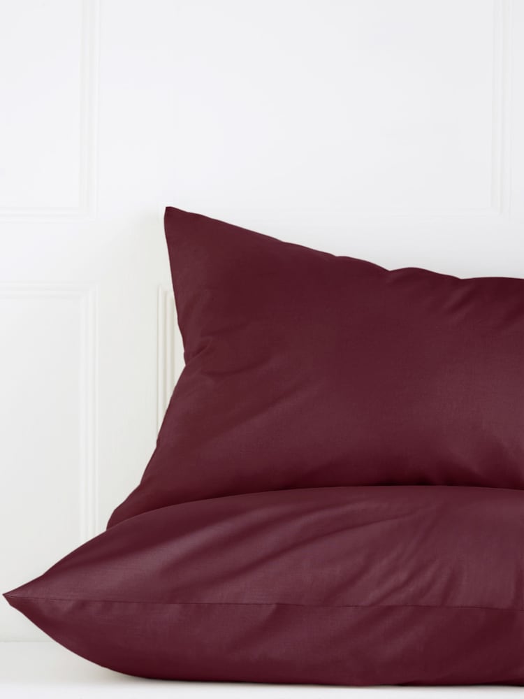 Set of 2 Burgundy Red Cotton Rich Pillowcases - Image 2 of 3