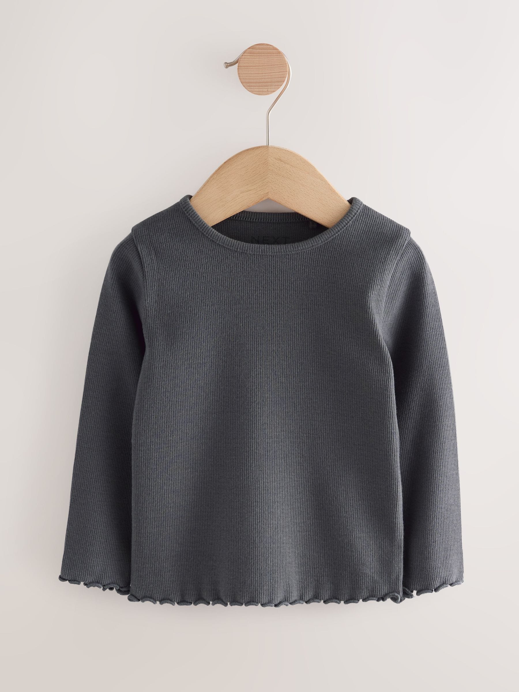 Buy Black/White Long Sleeve Ribbed Tops 5 Pack (3mths-7yrs) from