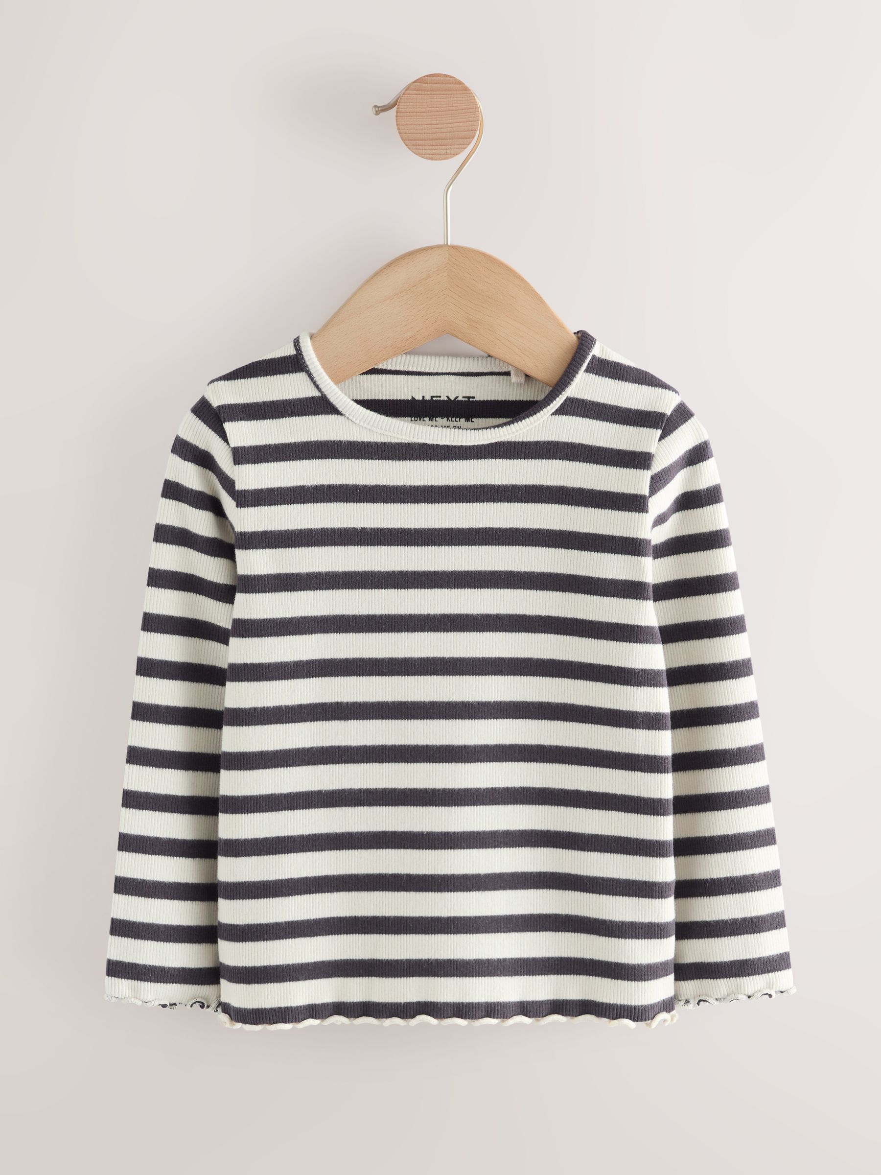 Buy Black/White Long Sleeve Ribbed Tops 5 Pack (3mths-7yrs) from