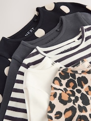Black/White Long Sleeve Rib Tops 5 Pack (3mths-7yrs) - Image 8 of 13
