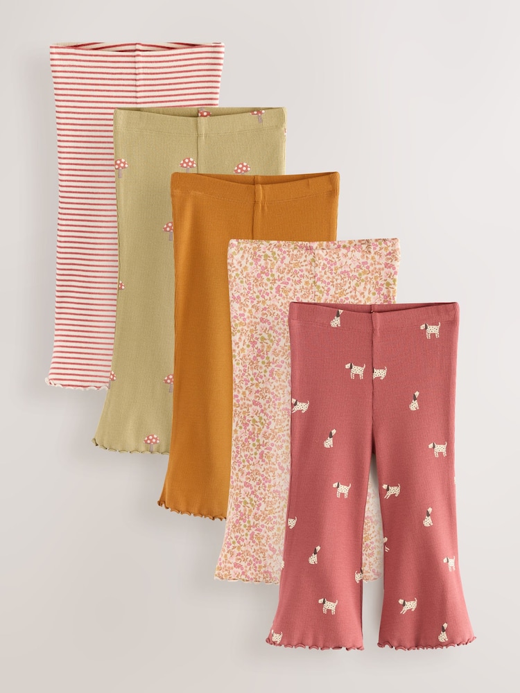 Autumnal Orange Flared Leggings 5 Pack (3mths-7yrs) - Image 1 of 9
