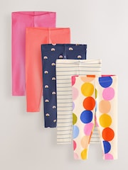 Rainbow Ribbed Leggings 5 Pack (3mths-7yrs) - Image 1 of 9