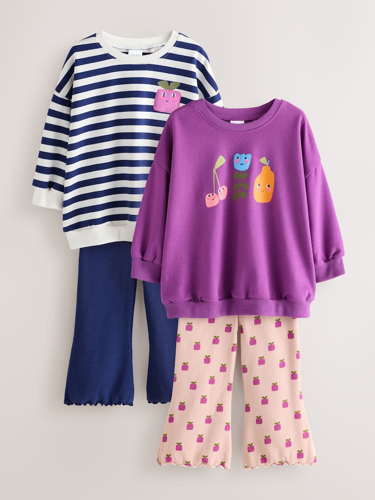 Purple Sweatshirt Set 4 Pack (3mths-7yrs) - Image 1 of 12