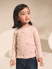 Navy/Ginger Long Sleeve Rib Tops 5 Pack (3mths-7yrs) - Image 1 of 3
