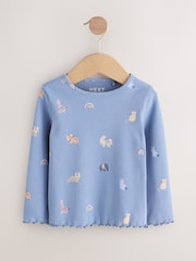 Navy/Ginger Long Sleeve Rib Tops 5 Pack (3mths-7yrs) - Image 7 of 11